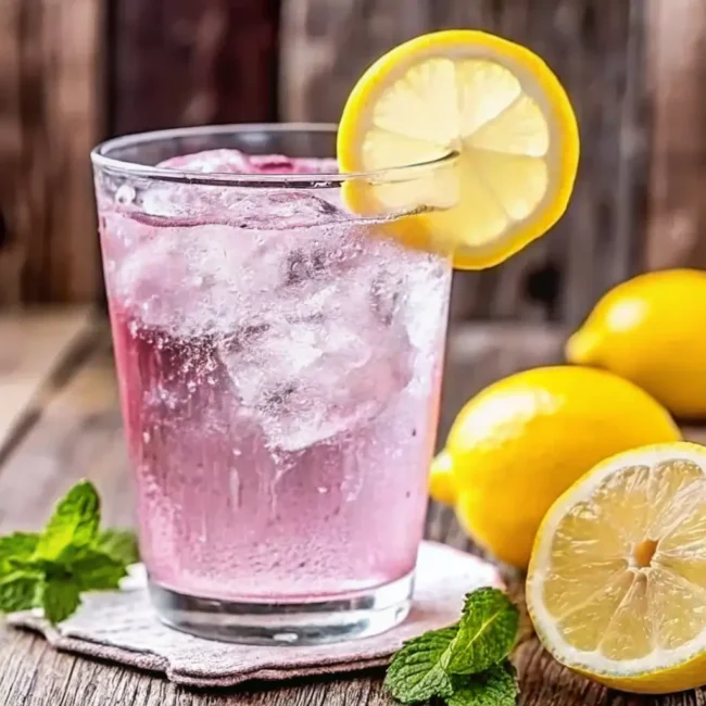 A glass of warm water mixed with Himalayan pink salt and lemon juice, surrounded by Himalayan salt crystals and fresh lemon slices, representing a refreshing weight loss drink recipe.