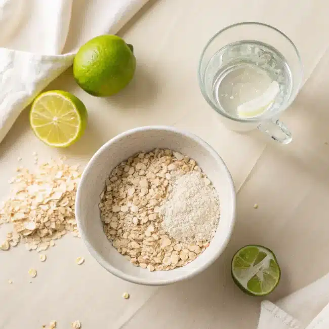 Ingredients for Oatzempic drink: rolled oats, lime, and water.